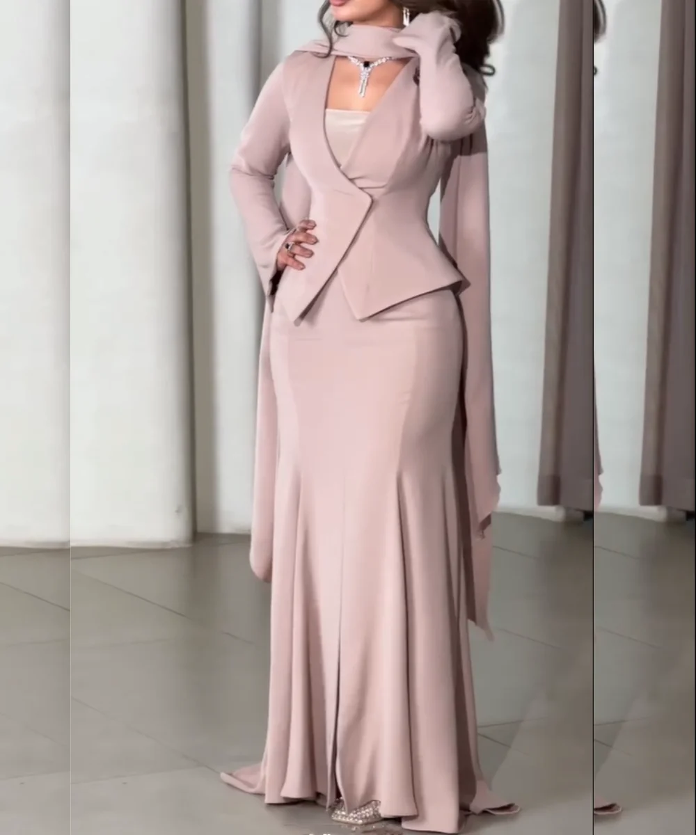 Maßgeschneiderte Größen erhältlich. Jersey-Plissee-Trompetenkleid mit V-Ausschnitt, lang, maßgeschneidert, für besondere Anlässe, schlicht und exquisit