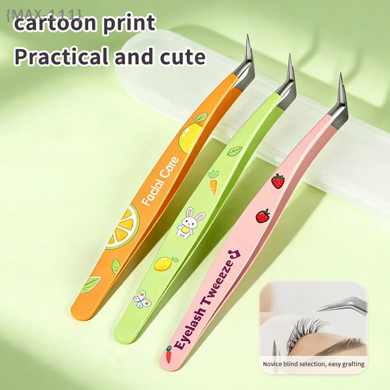 【F2-MAX111】Edelstahl-Pinzetten-Set für falsche Wimpern - Gerade und gebogene Pinzetten für Wimpernverlängerung, Scrapbooking und Aufkleber-Aufnahme