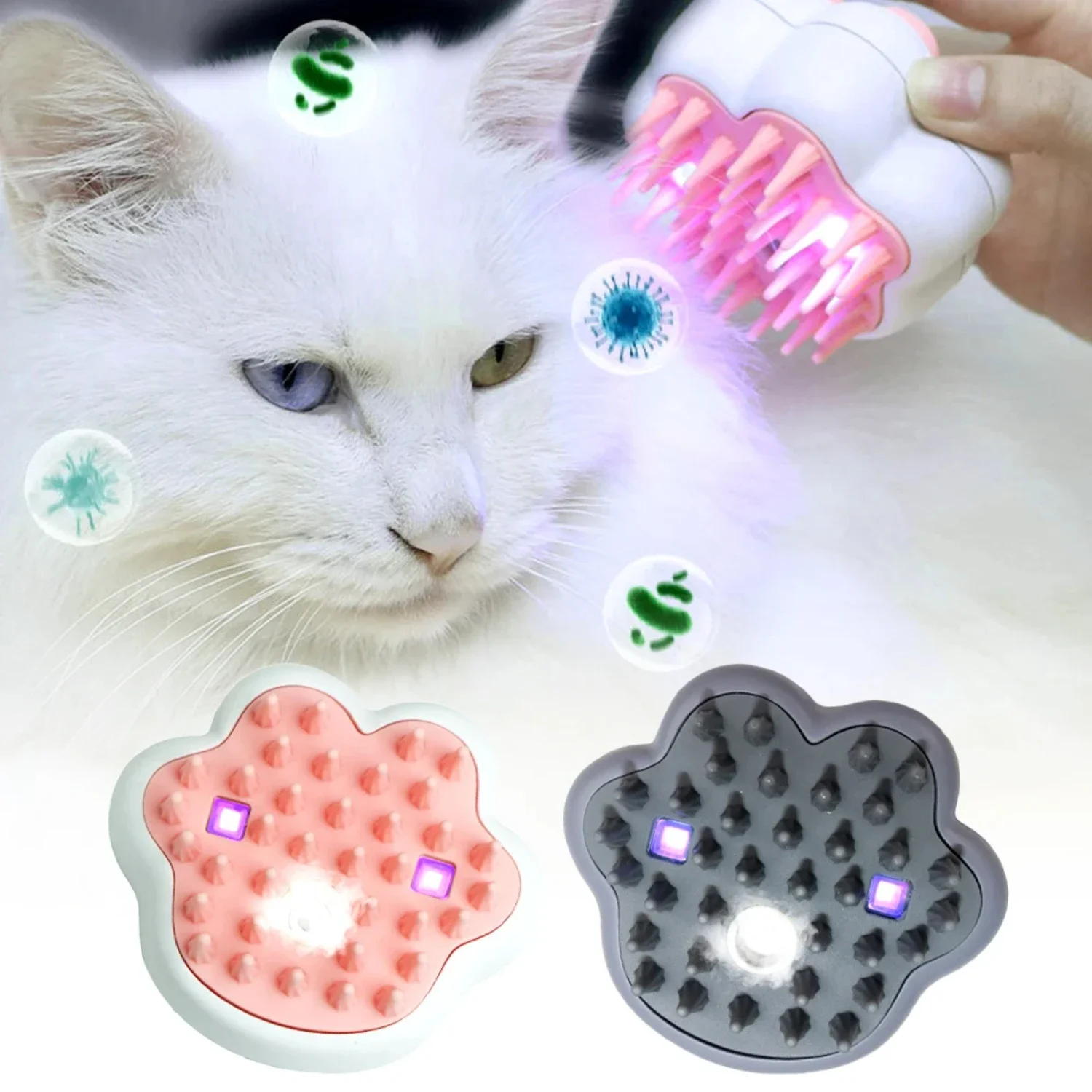 

Adorable 4-in-1 UV Steam Brush Comb for Dogs and Cats - Ideal Grooming Tool for Warm Months - Sterilizing, Bathing, and Massagin