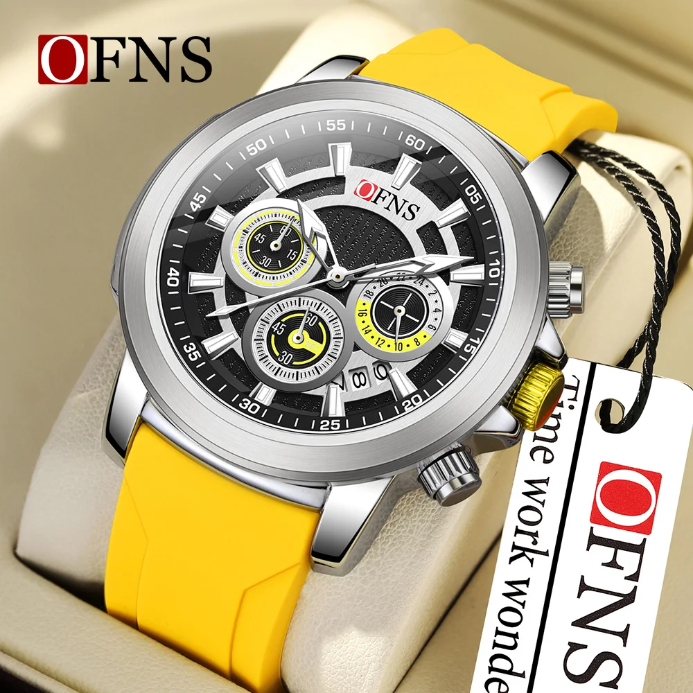 

OFNS Casual 1603 New Men's Quartz Business Watch Six Pin Three Eye Timing Code Multi functional Waterproof Calendar Men's Watch