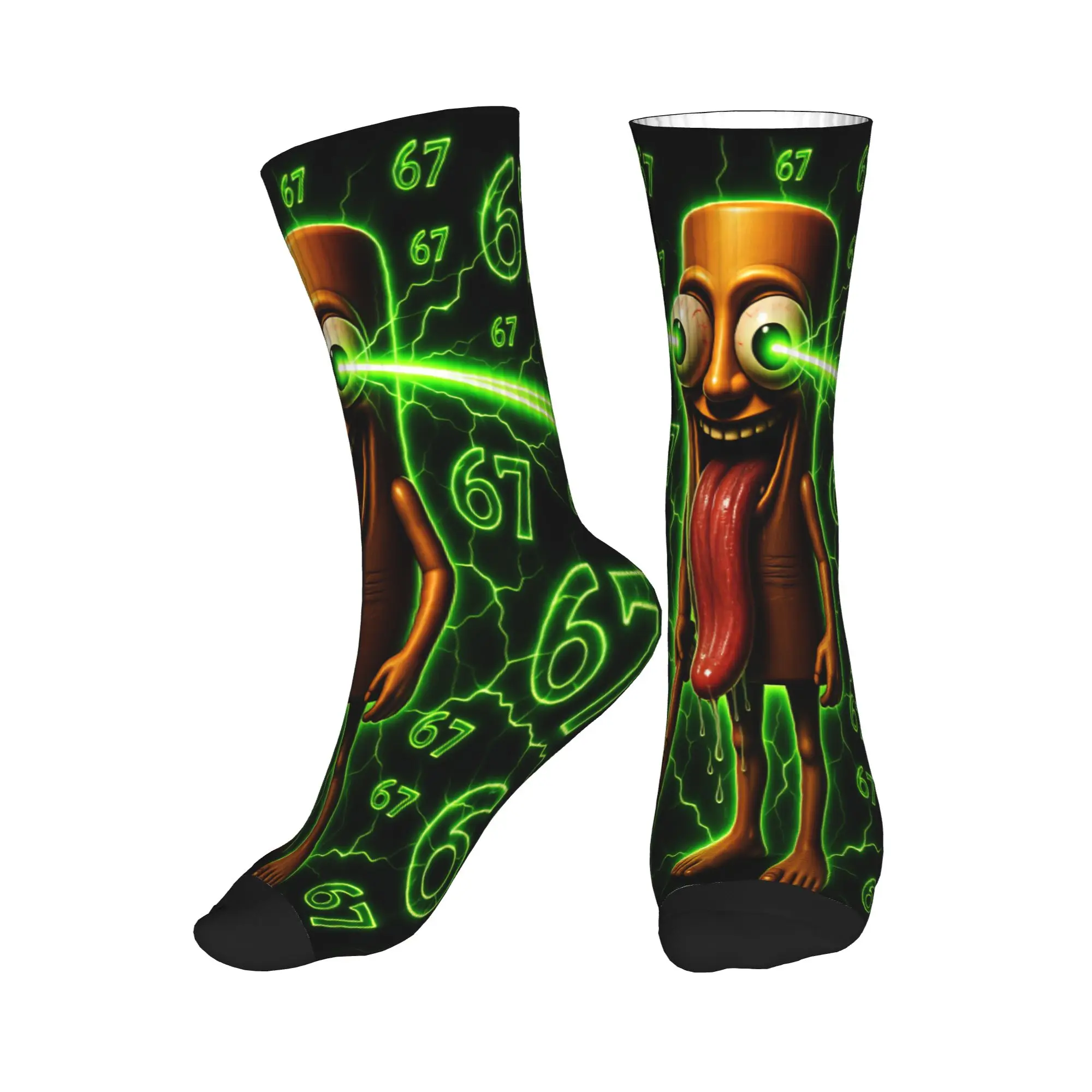 Men Socks 67 Meme Laser Eyes Funny Tung Sahur  Stockings Spring Funny Breathable Socks Graphic Running Sports Anti Slip Socks