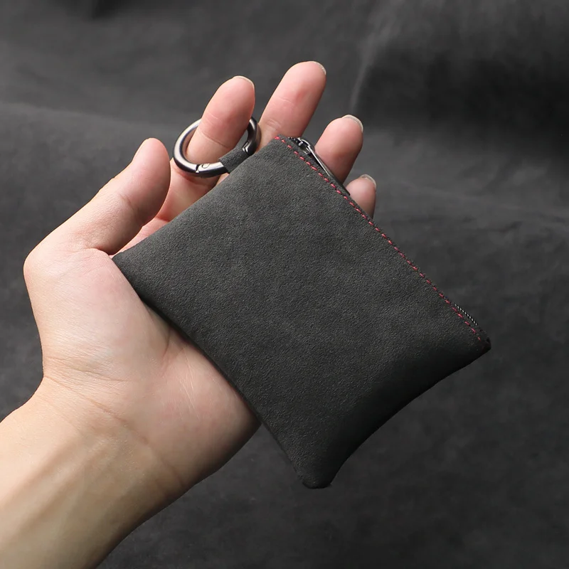 Car Key Bag Alcantara Suede Coins Wallet Mini Card Pouch General Accessories