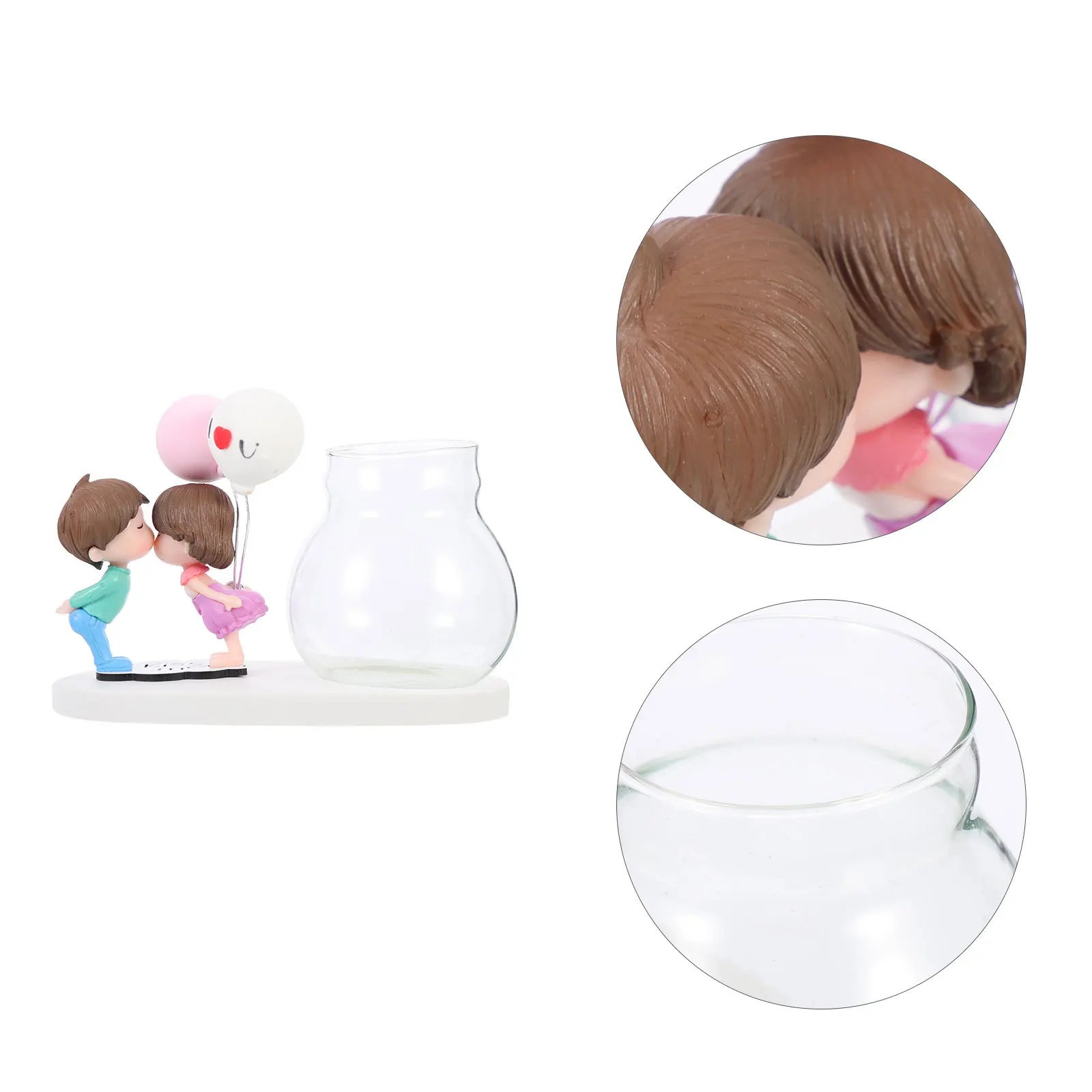 

Decoration Hydroponic Vase Plant Propagation Station Home Glass Resin Couple Craft