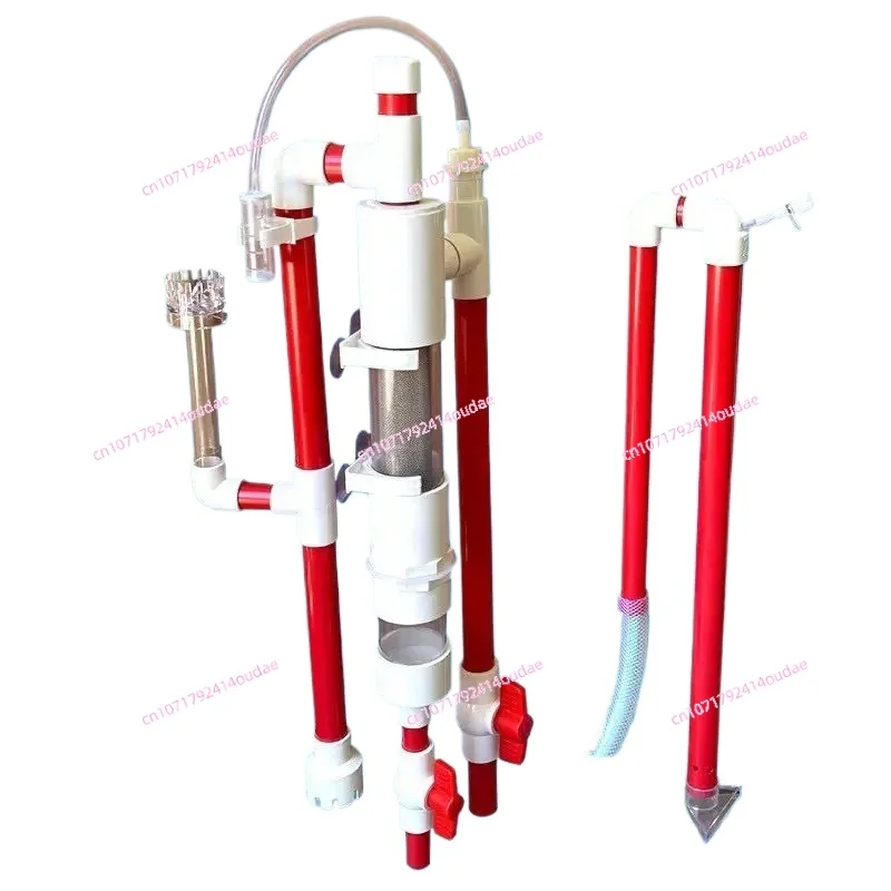 Oxygen-increasing of bottom cylinder filtration system of external siphon fish feces separator without punching