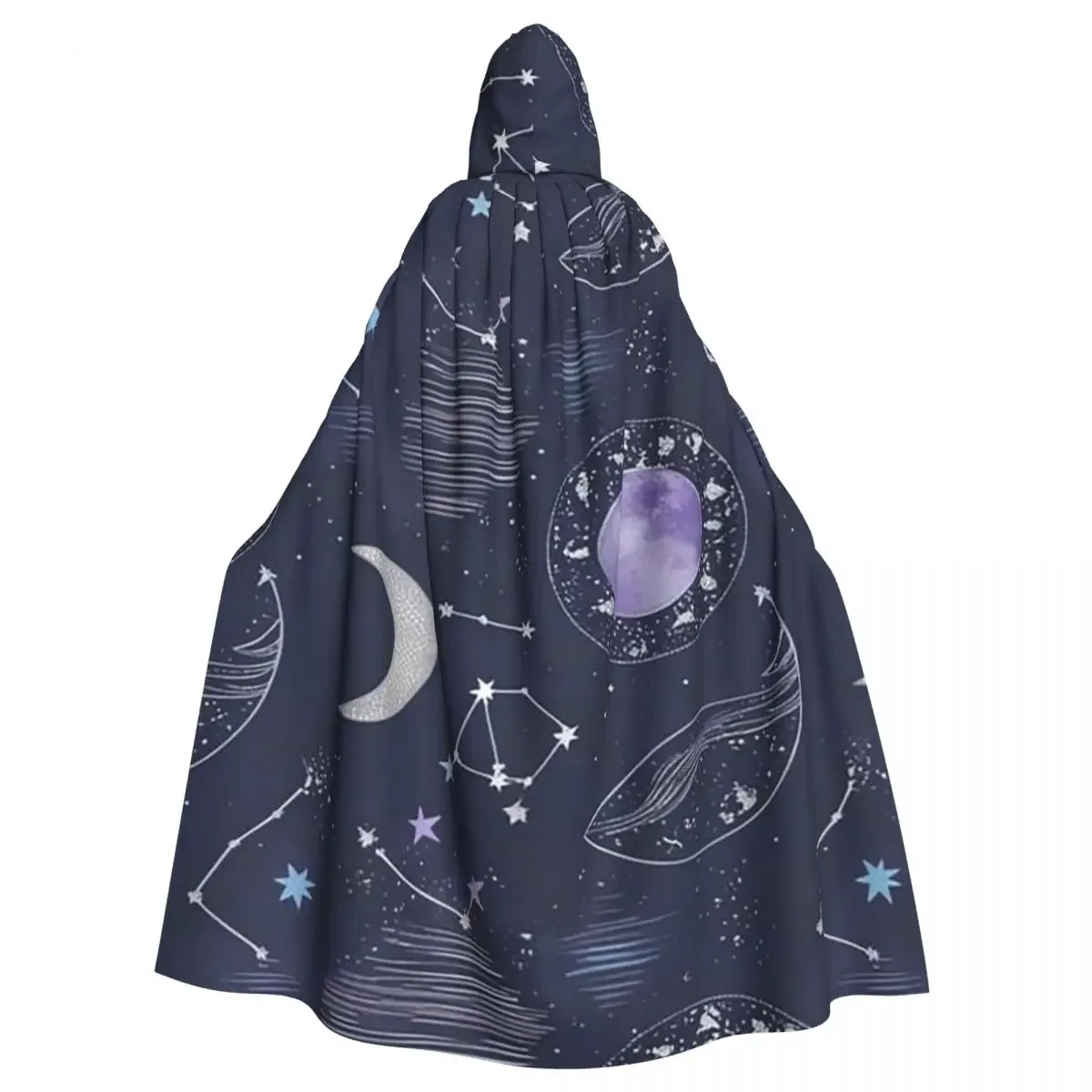 الأبراج الكونية عباءة طويلة مقنعين الساحرة القرون الوسطى زي تأثيري كيب هالوين معطف الكبار للجنسين