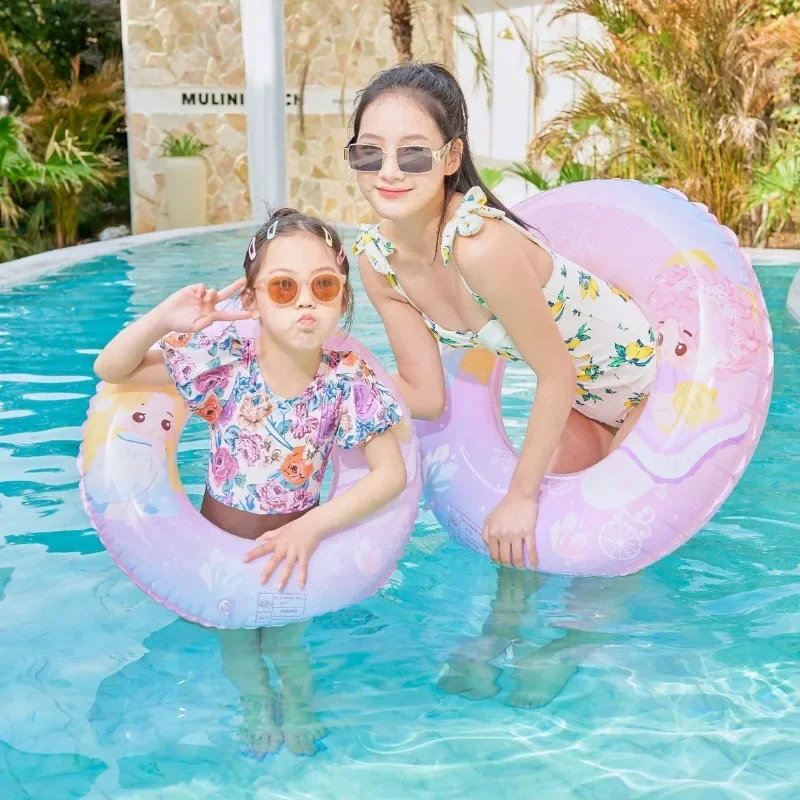 Children Inflatable Toys Hoop Swimming Ring Cartoon Print Pool Party Floating Circle Summer Outdoor Swim Sports Inflatable Props