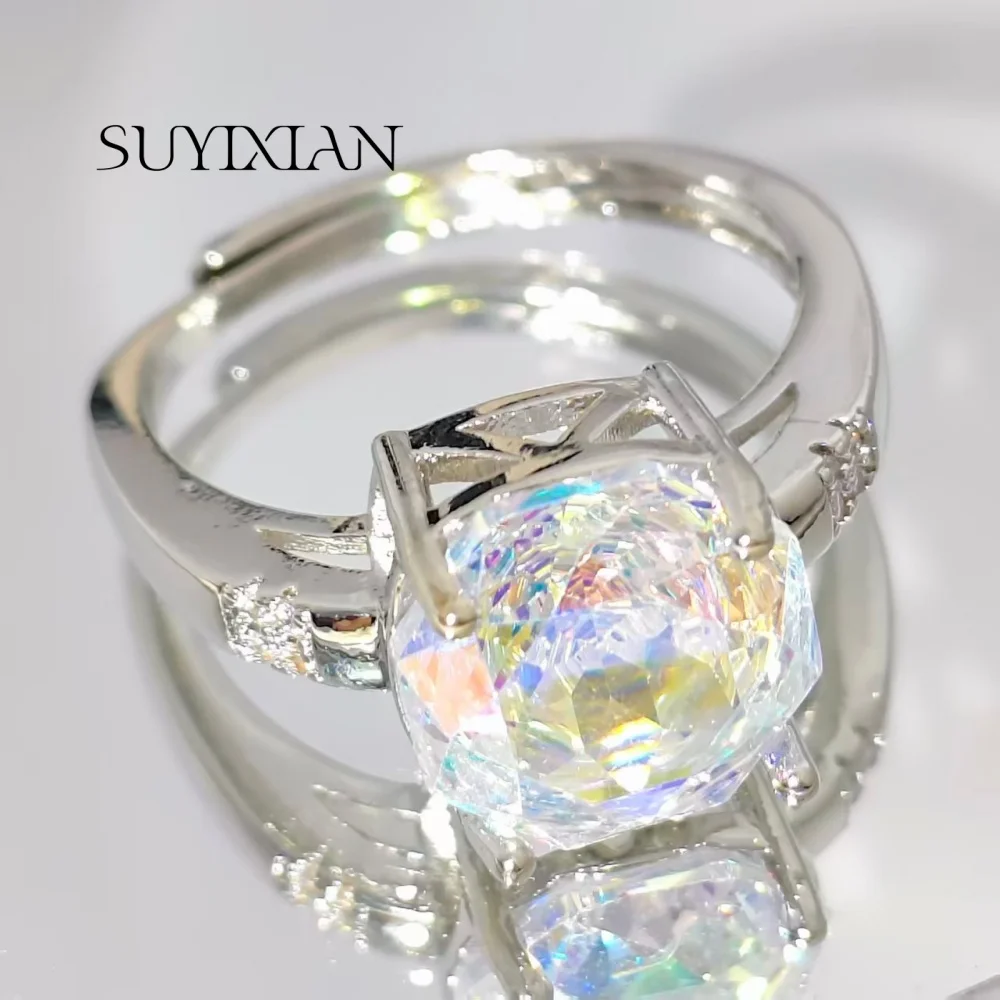 Women's High-End Octagonal Rose Cut Crystal Zircon Ring
