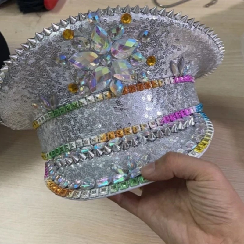 Chapeau mariée scène incrusté perles pour Costume mariée Cosplay N58F