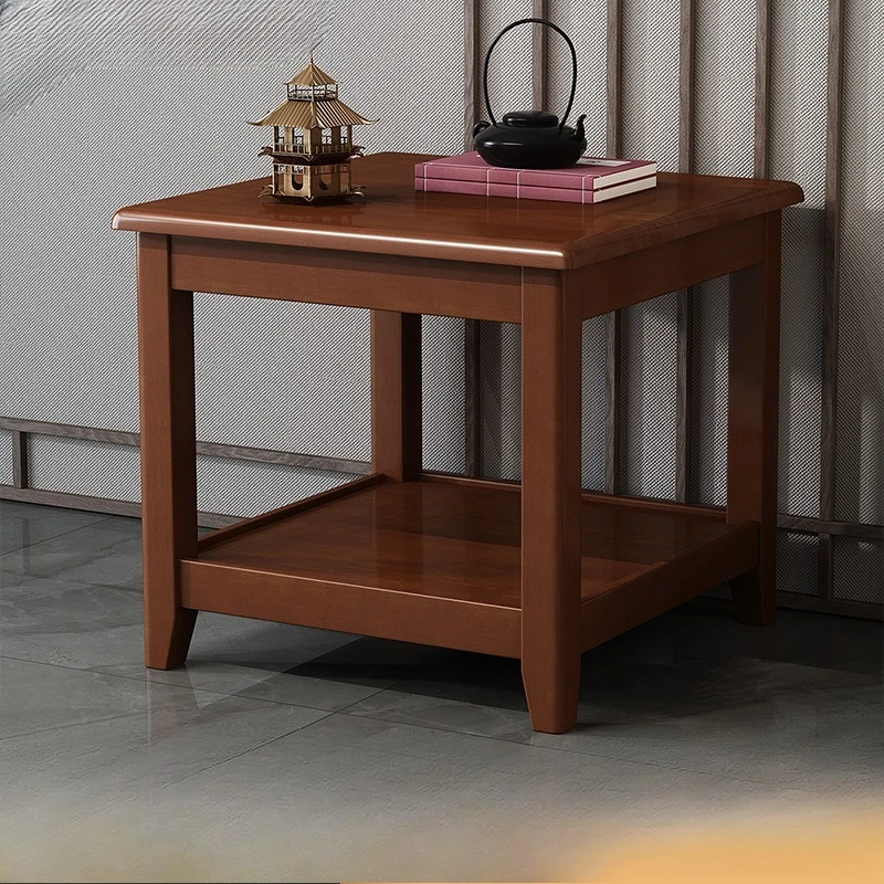

Full solid rubber wood living room household coffee table table small square table sofa side cabinet