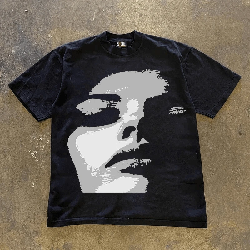 

Men's Women's Pure Cotton round Ne ort Sve T-irt American Retro Sle Couple's Top Quali Sun Protection Faion