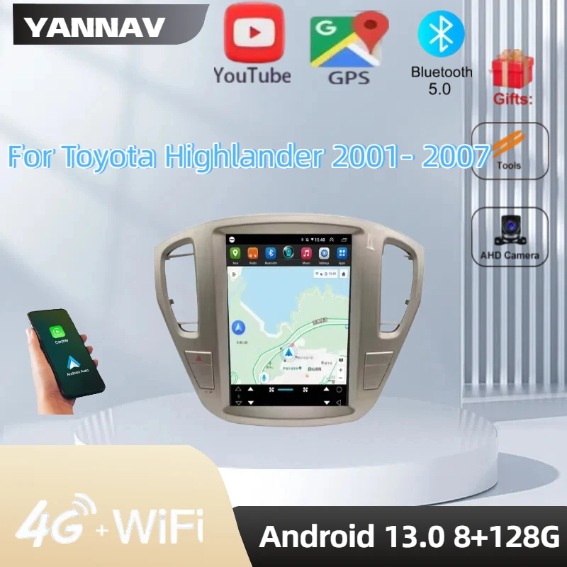 

For Toyota Highlander 2001 2002 2003 2004 2005 2006 2007 Multifunction Car Bluetooth Radio Wireless Carplay Video Players GPS