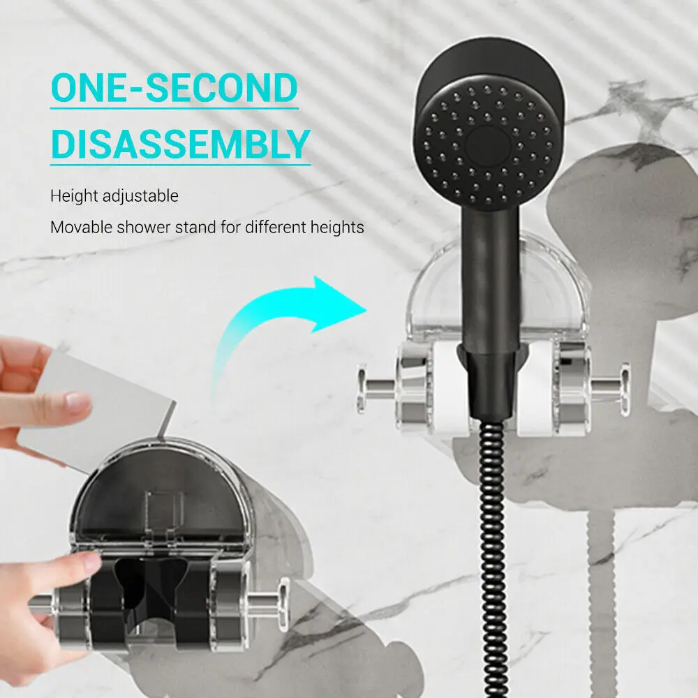 Adjustable Shower Head Holder Bathroom Wall Mount Hooks Integrated Suction Cup Holder