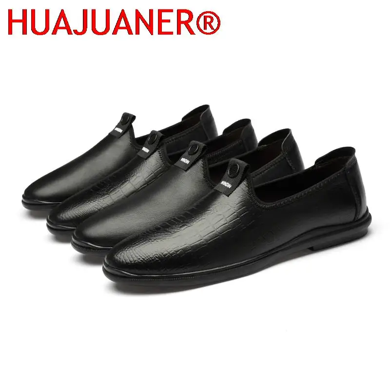 Top Quality Business Loafers Genuine Leather Luxury Design Italian Shoes Men Comfortable Casual Real Leather Handmade Mens Shoes