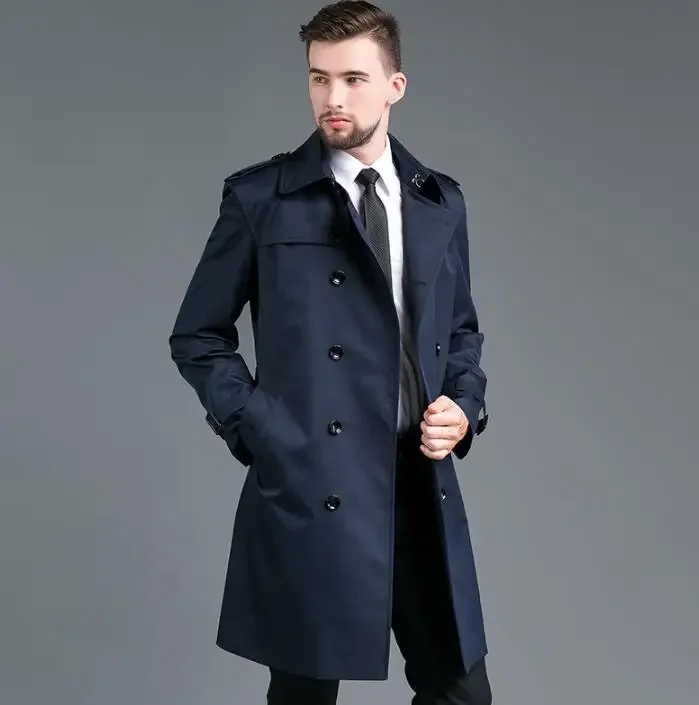 Mens trench coats man Double-breasted medium length coat men clothes slim overcoat long sleeve 2020 new designer spring autumn