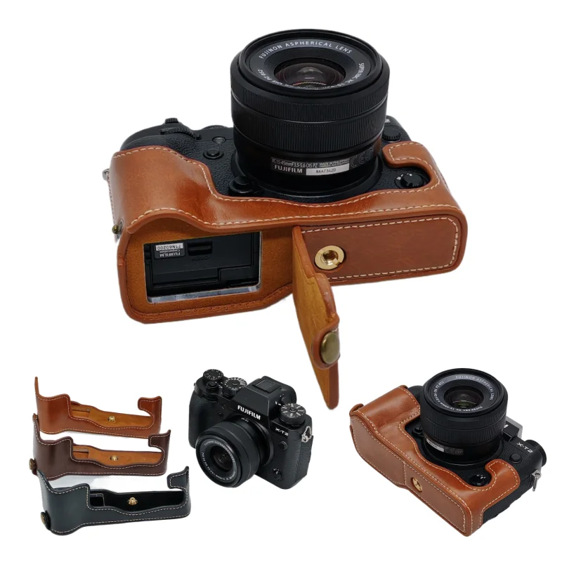 New Vintage Video Camera Case Half Bag for Fujifilm Fuji XT2 XT-2 XT3 XT-3 Digital Camera High Quality Bottom Camera Bag Skin