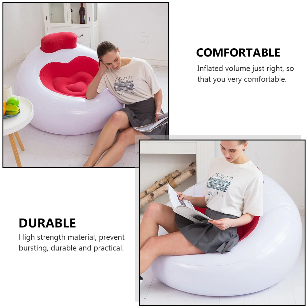 

Inflatable Sofa PVC Lightweight Portable Folding Chair Outdoor Park Office Comfortable Easy Clean High Strength Practical Seat