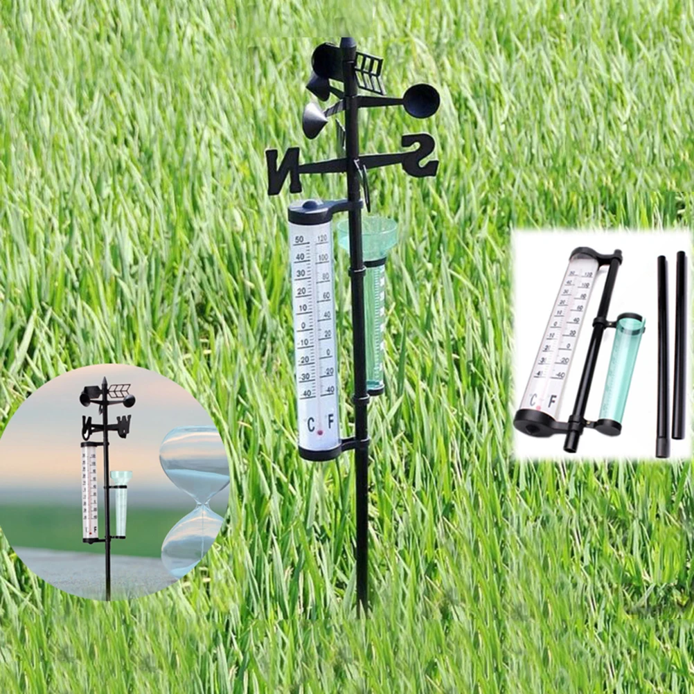 

2 Sets 3 In 1 Measuring Instrument Set Outdoor Thermometer Rain Gauge Wind Direction Meter Weather Meter For Garden Farm Use