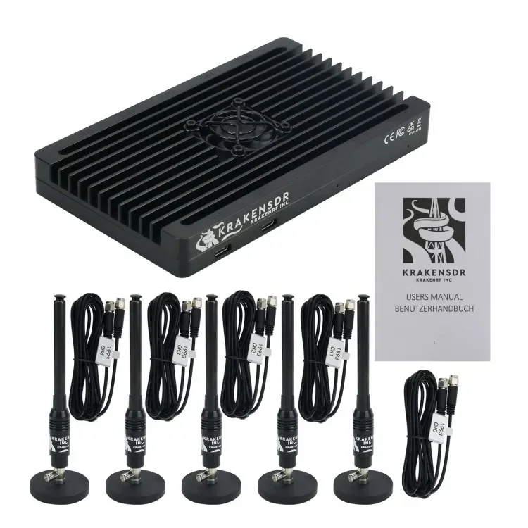 KrakenSDR Radio 5-Channel SDR Receiver & Antennas for Radio Direction Finding Passive Radar