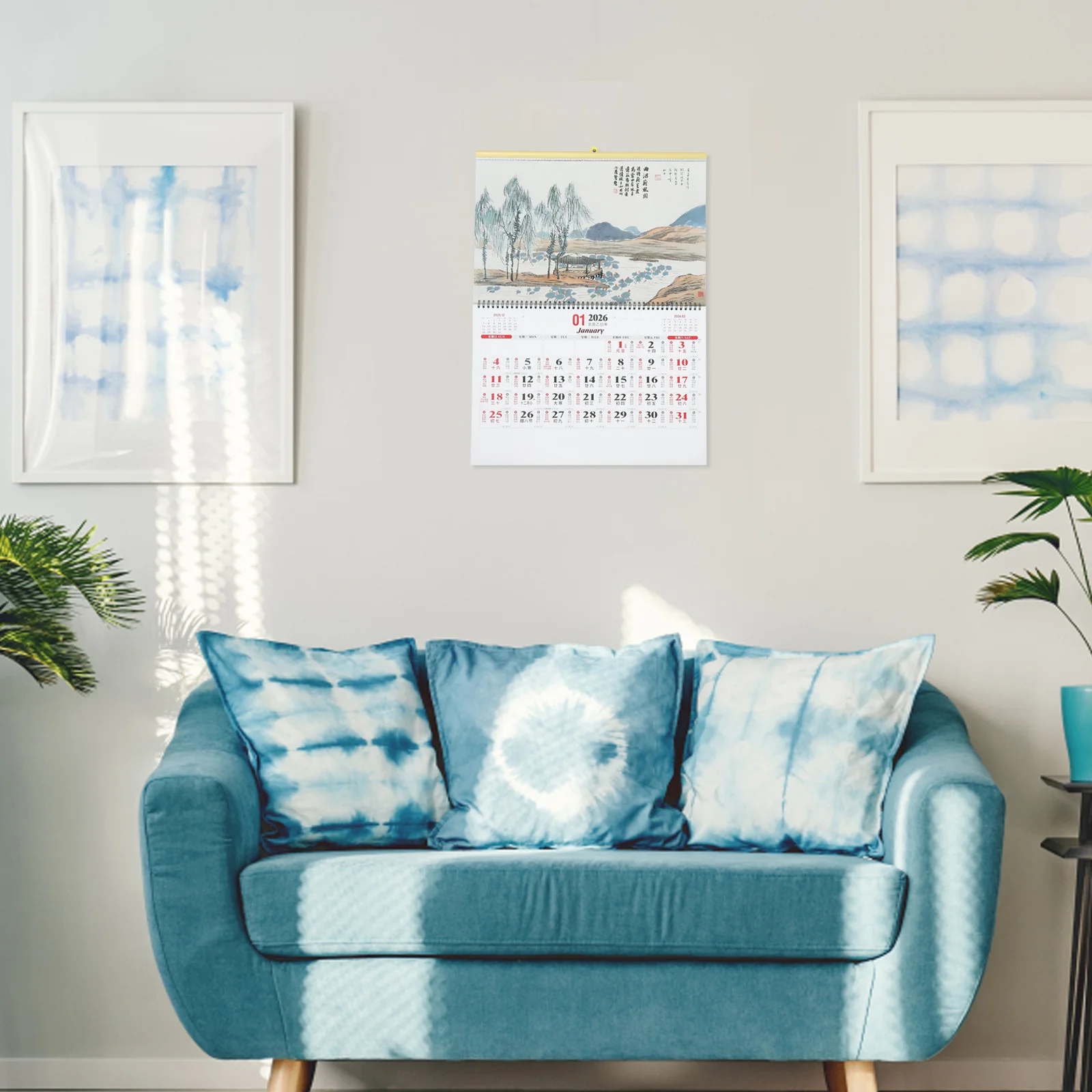 2026 معلقة سنة الحصان الصينية القمرية جدار التقويم سميكة ورقة مخطط شهري مكتب ديكور المنزل العمودي