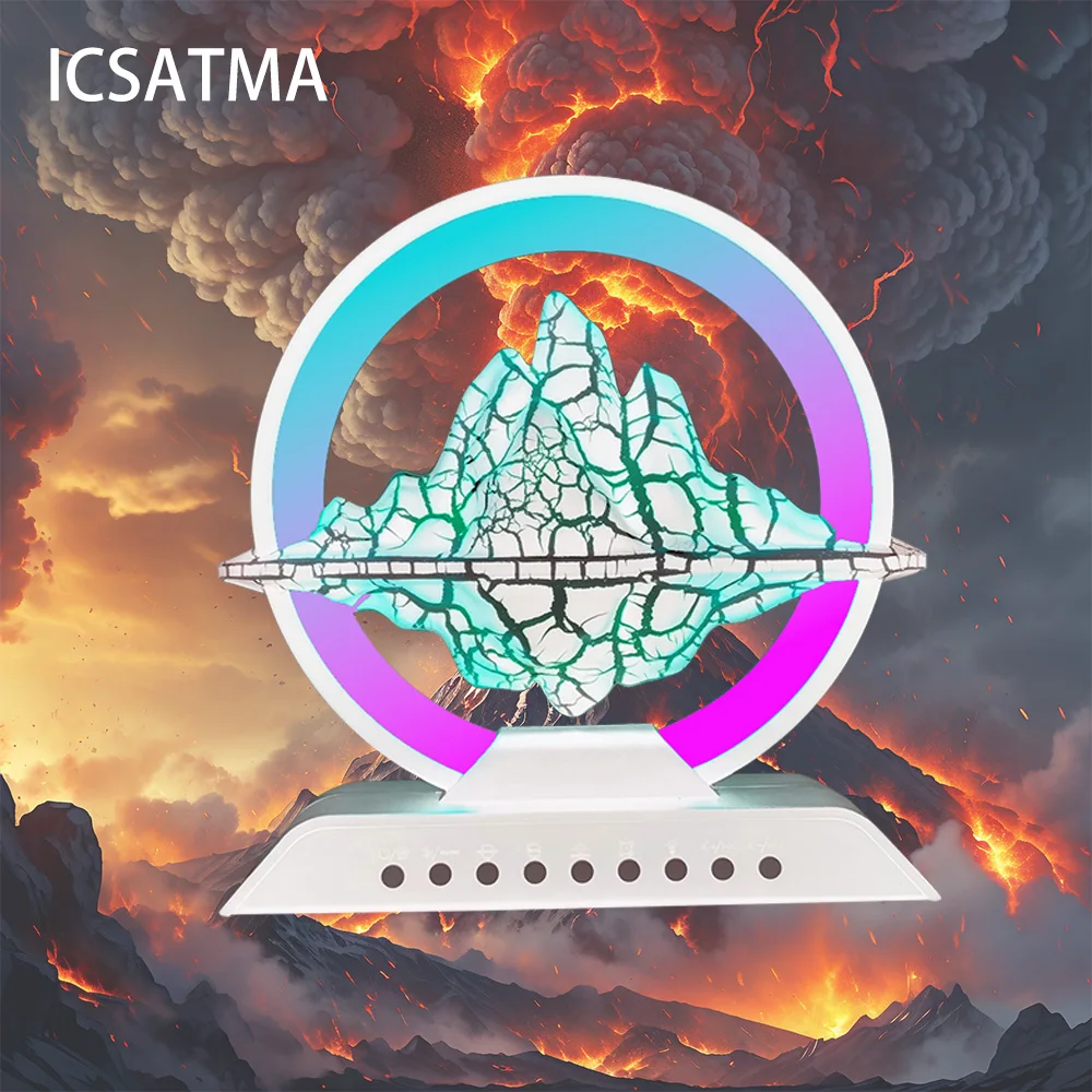 

Пламенный горный ночник USB-светильник с аудиопроизведением музыки, окружающий свет для комнаты, прикроватная тумбочка для гостиной, украшение для стола для вечеринки