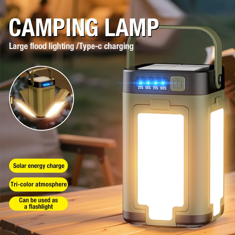 Outdoor Portable Mobile Power Light Type-C Charging LED Hanging Multi Gear Tent Light Suitable for Camping, Hiking, and Fishing