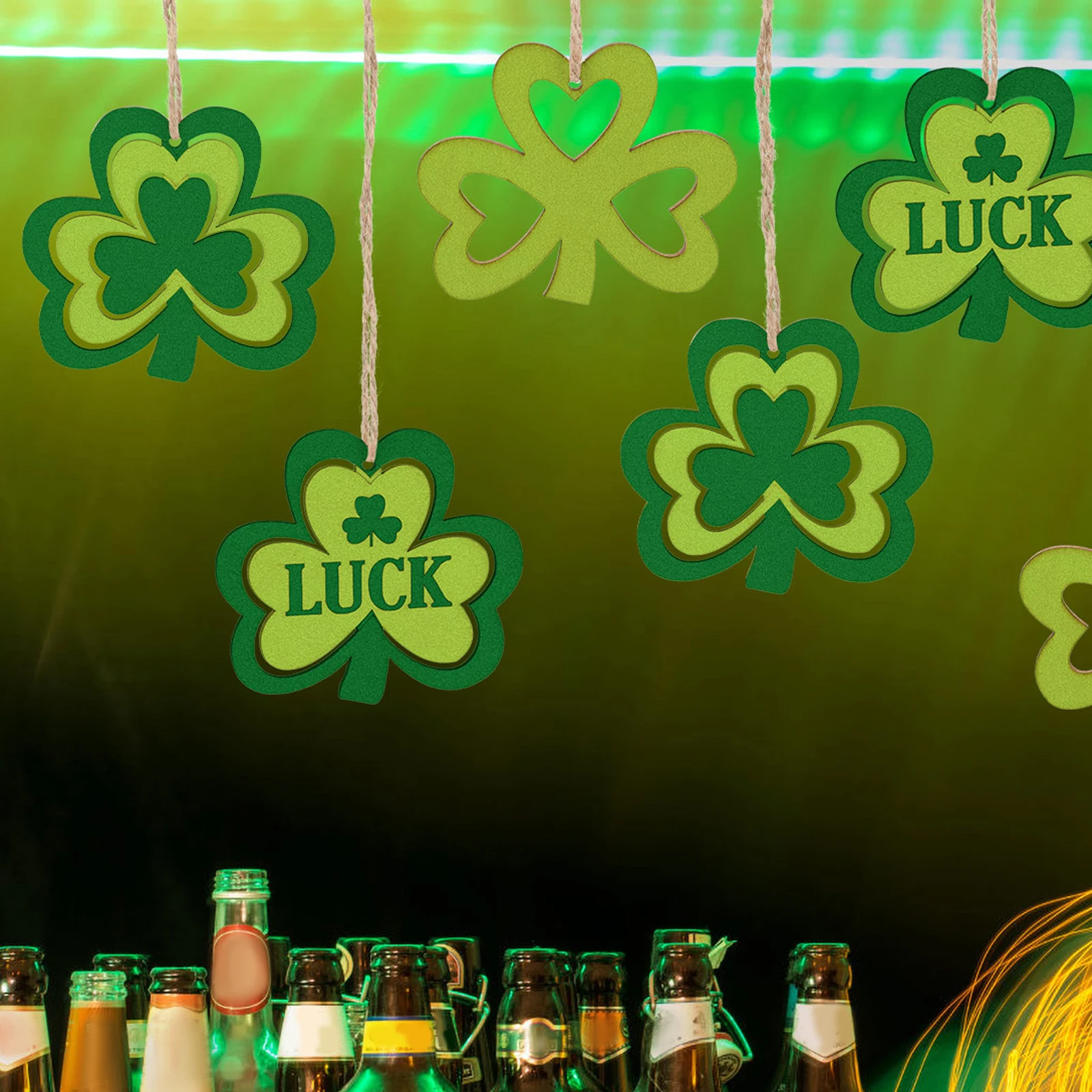 

30 Pcs Wooden Shamrocks Cutouts Pendant St Patrick Day Diy Hanging Decor Craft Supplies Sewing Accessories