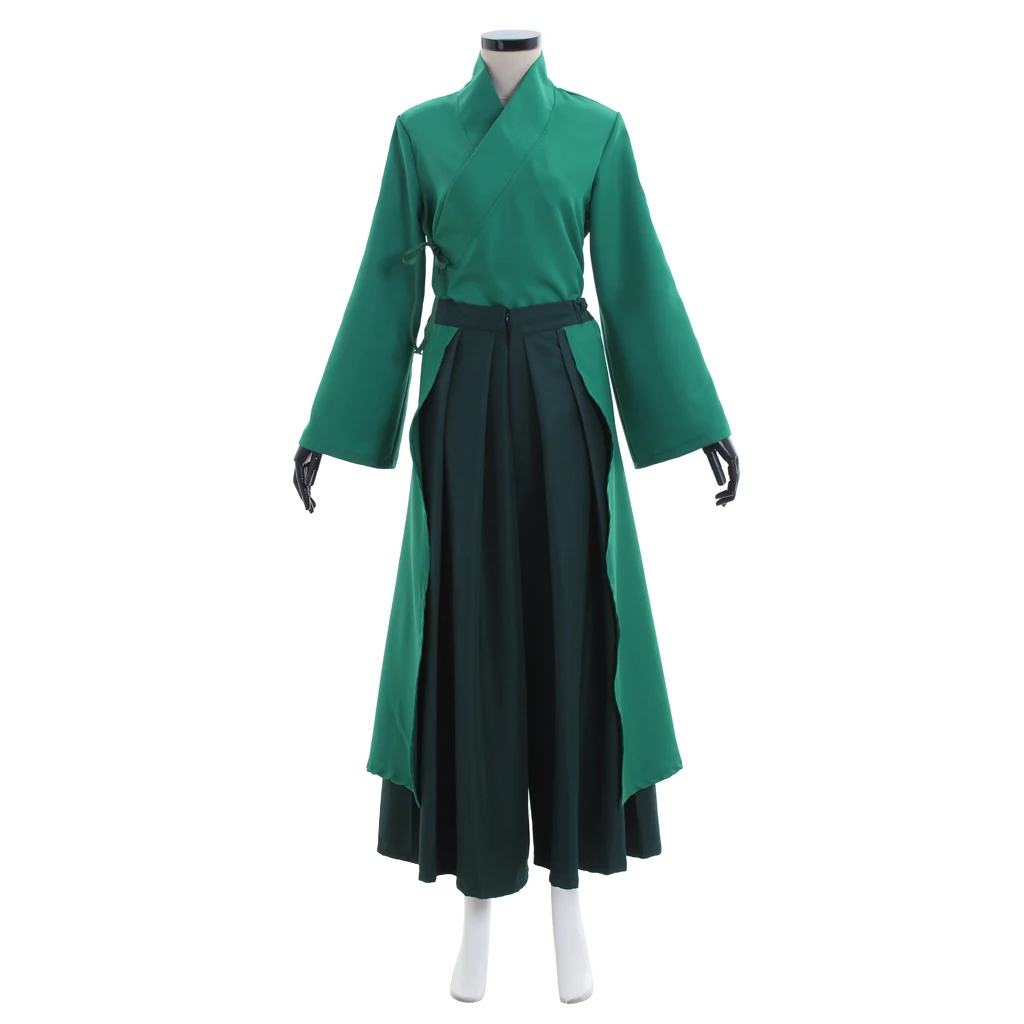 Disfraz de Avatar The Last Airbender Kyoshi, disfraz de guerreros Suki, vestido verde para mujer, chaleco con cinturón, traje de Halloween