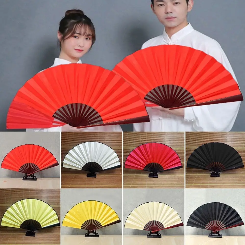 

Black Red Chinoiserie Gift Chinese Tai Chi Yoga Fan Kung Fu Fan Folding Stage Fan Plastic Bone Fan