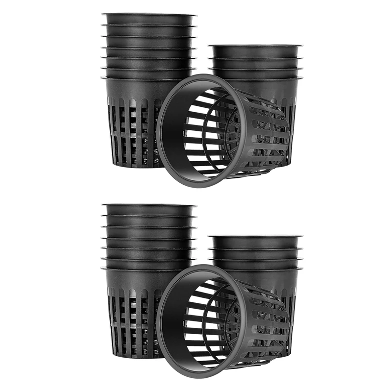 30 Pack 4 Inch Net Cups Slotted Mesh Wide Lip Filter Plant Net Pot Bucket Basket For Hydroponics