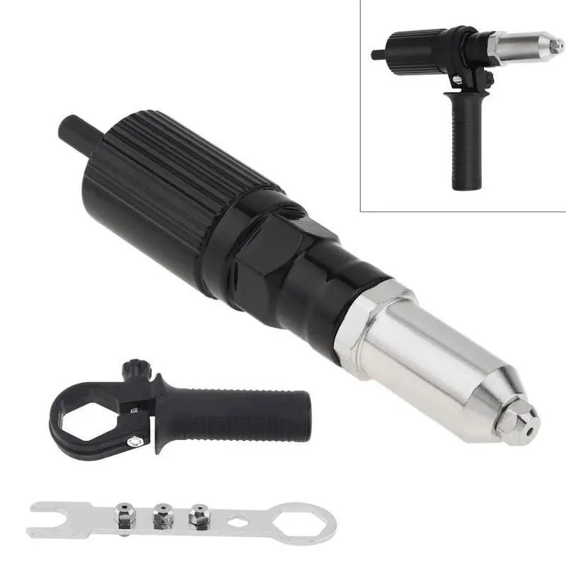 Electric Riveting Gun Adapter 2.4mm-4.8mm Rivet Nut Gun Drill Bit Nozzle Cordless Conversion Connector Power Tools