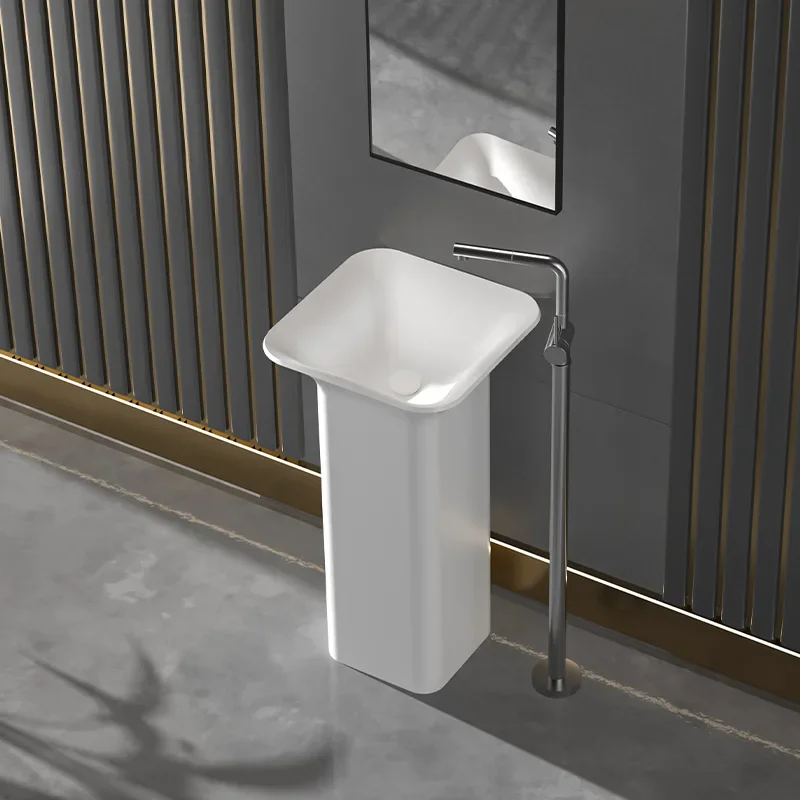 European minimalist high-grade artificial stone floor-to-ceiling washbasin Integrated molding column basin