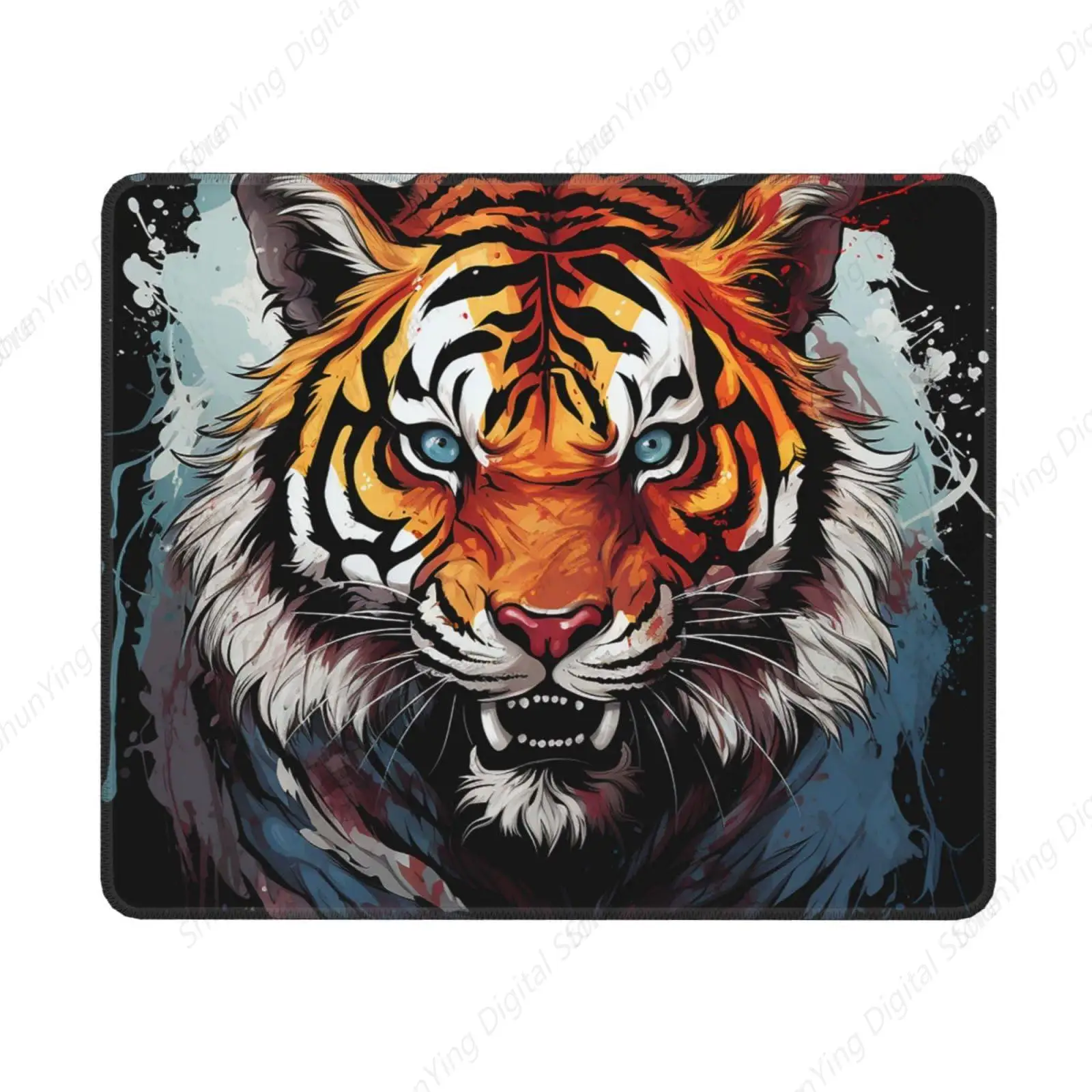 Mouse Pad Tiger Graffiti Washable Anti Slip Lock Edge Mouse Pad Laptop Gaming Table Pad 18*22cm