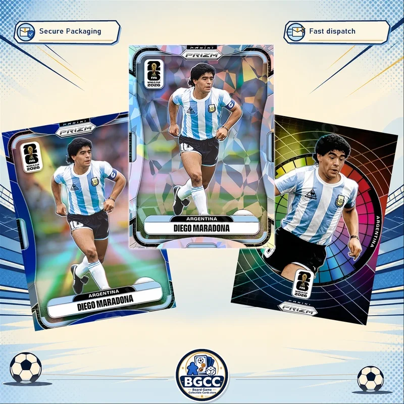 DIY Homemade Football collection card FIFA World Cup Blue Wave Cracked Ice Base Silver  Color Blast Maradona series