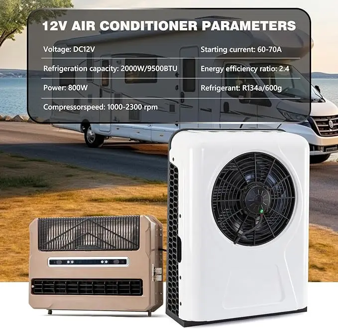 TELCOOL 12V DC air Conditioner Split Type RV air Conditioner Unit Use for Camping Vehicles, Trucks, RVs,Trailers,Excavators,Vans view 3