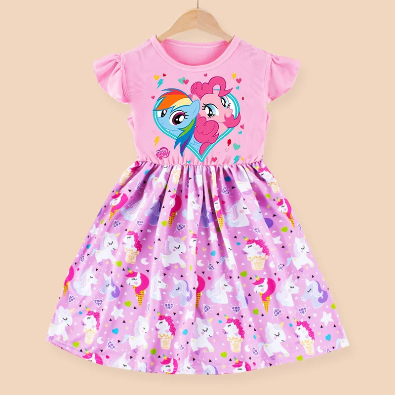 Sukienka dla dziewczynek My Little Pony Księżniczka Spódniczka Dziecięca Kawaii Anime Twilight Sparkle Letnie Słodkie Ubrania na Imprezę Urodzinową Prezent