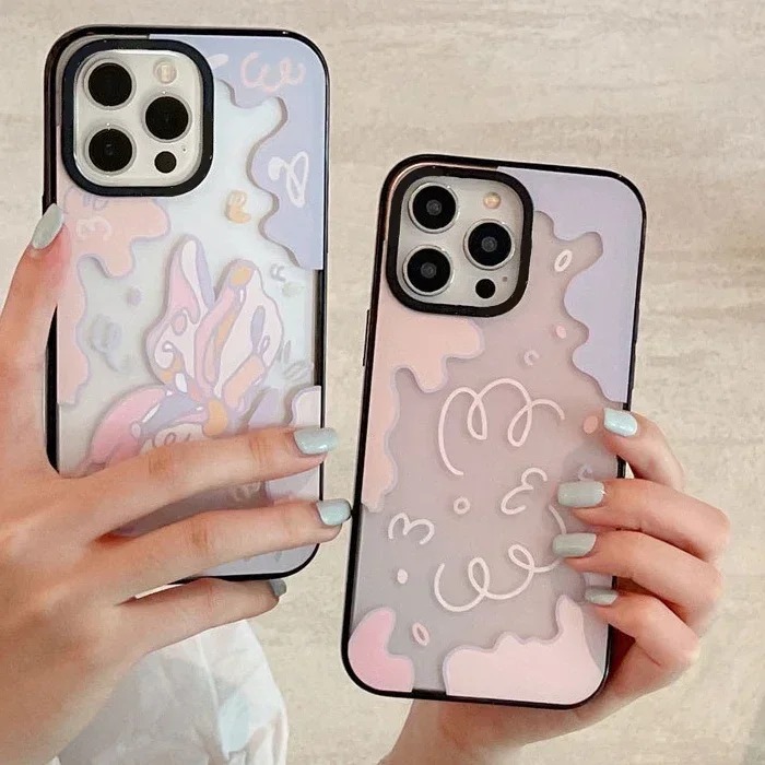 2.0 Version Acrylic Upgrade Border Fantasy Butterfly Phone Case Cover for IPhone 11 12 13 14 15 Pro Max Case for IPhone 15 Pro