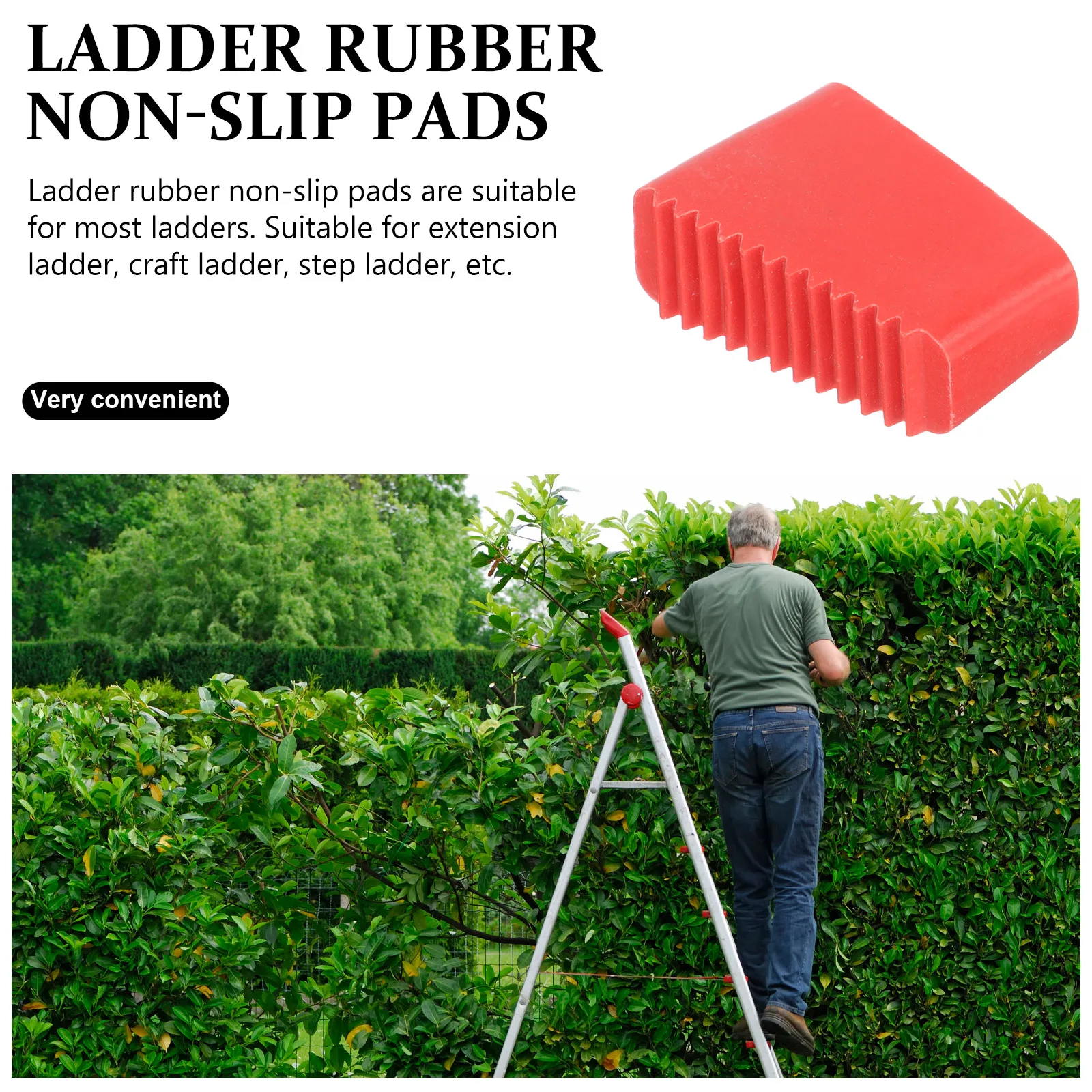 4Pcs Red Non-slip Ladder Feet Pads Replacement Rubber Covers Step Leg Caps Protector Suitable Most Ladders Stairs Protect Floors