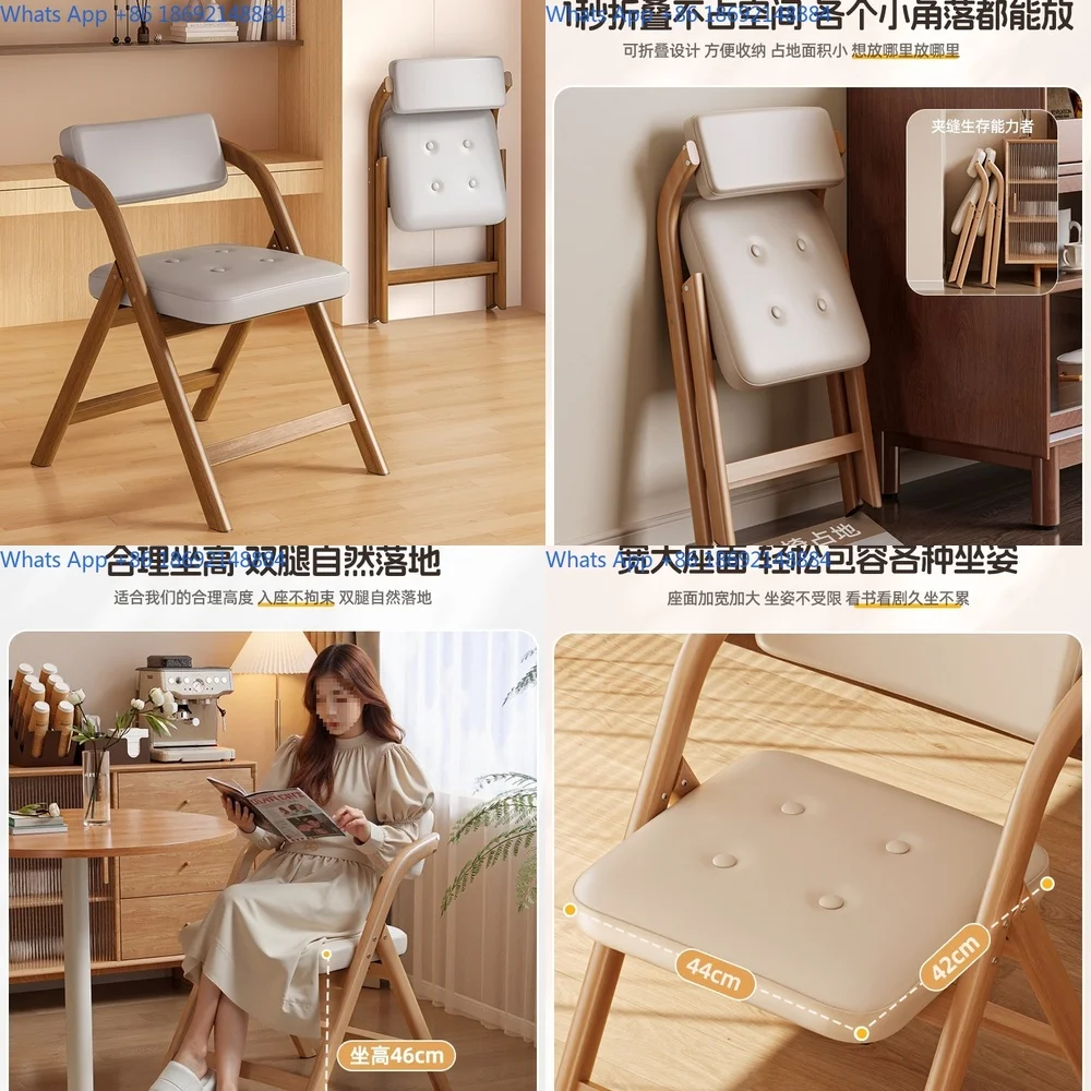 

Folding Chair for Home Use with Backrest Wooden Style Foldable Dining Chair Stackable Office Stool Meeting Chair Computer Seat