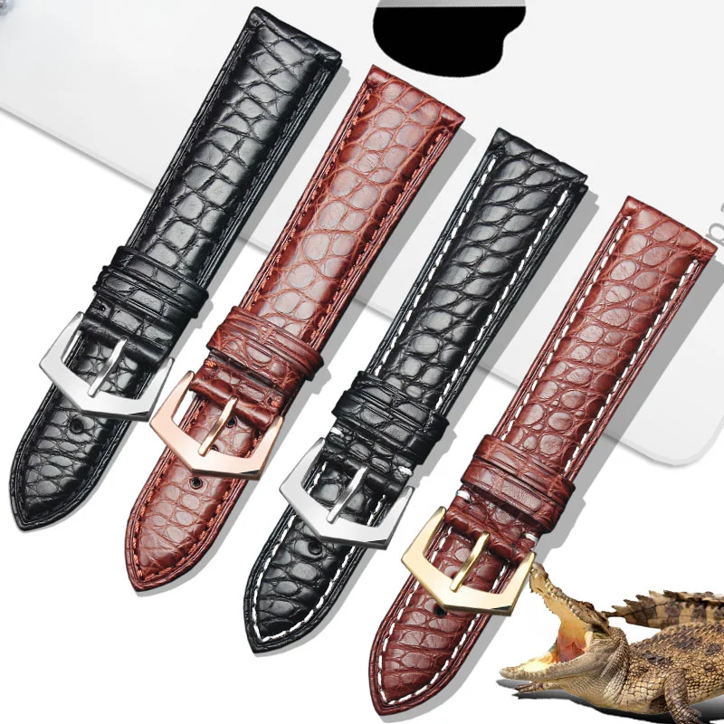crocodile skin leather watch chain for Patek Philippe Alligator watch belt strap 5617 5146 5396 male folding buckle 20 21mm 22mm