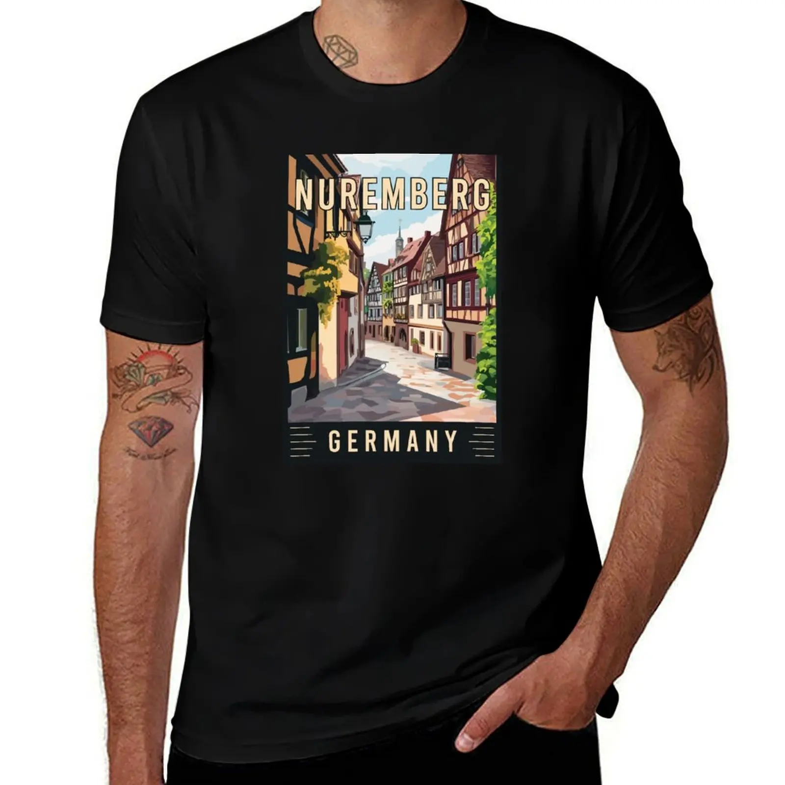 Experience Stunning Historic Gem Nuremberg in Germany - Travel Art T-Shirt Stylish Graphic Short Sleeve Top T-Shirt