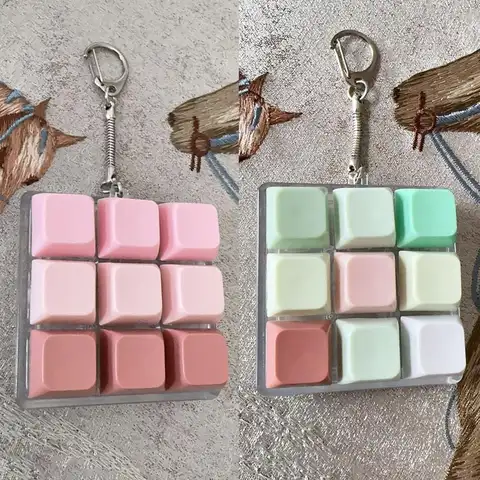 New Fidget Keychain DIY Keyboard Fidget Keychain Keys Button Relief Stress Finger Keyboard Cap 4/9Keys Pass The Time Clicker Toy