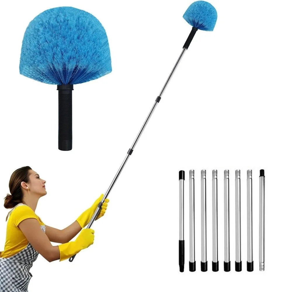 Versatile Plastic Round Head Brush High Areas Dusting Tool Cobweb Duster Long Handle Brush Cobweb Removal