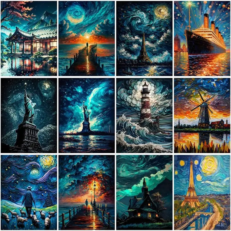 

CHENISTORY Pictures By Number Night Scenery Kits DIY Painting By Numbers Drawing On Canvas HandPainted Art Gift Home Decor