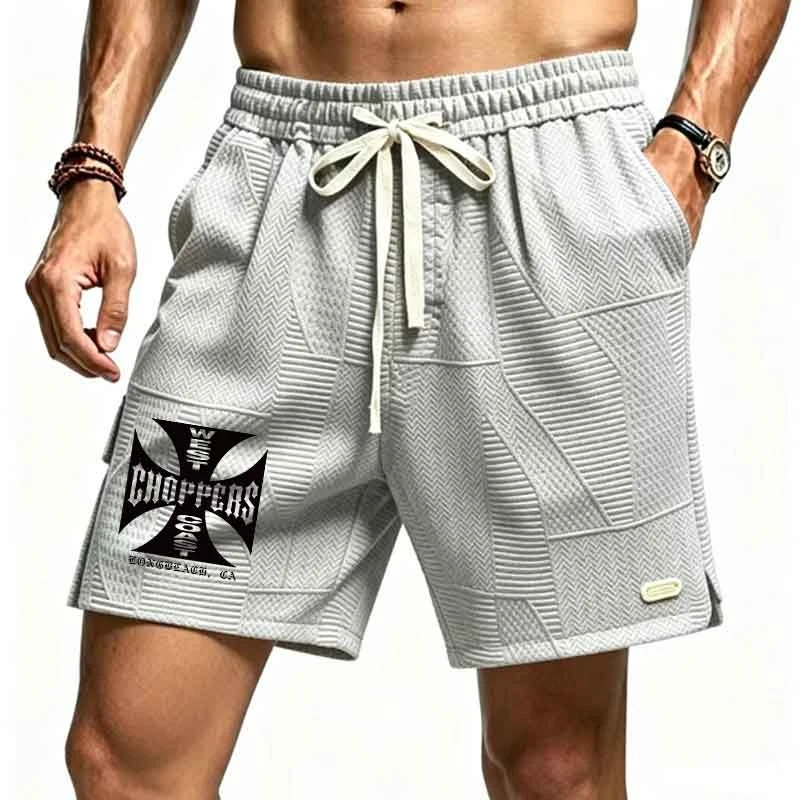 

Men Jacquard Casual Shorts Men's Loose Fit Elastic Drawstring Breathable Summer Beach Streetwear Gym Running Workout Shorts