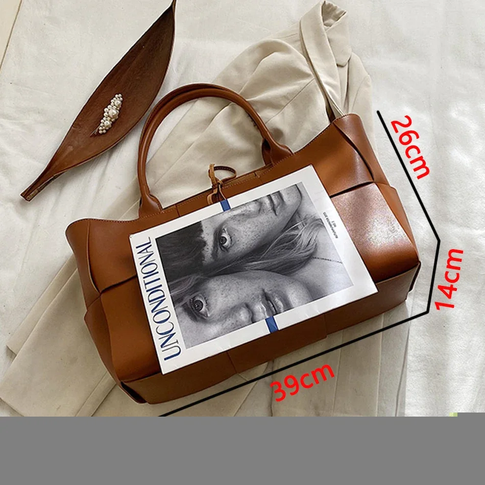 Bolsos de mano de tejido grande para mujer, bolsos de hombro de cuero de alta calidad, bolsos de diseñador de lujo con asa superior, bolso de lujo