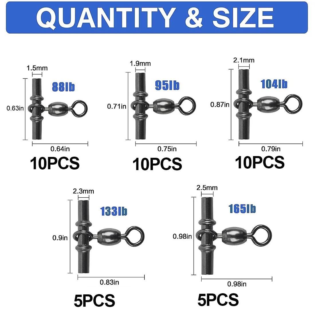 40PCS cross line 3 way barrel fishing swivels Brass Crimp Sleeve Crane Swivels for Deep Drop Rigs Saltwater Fishing Tackle Tools