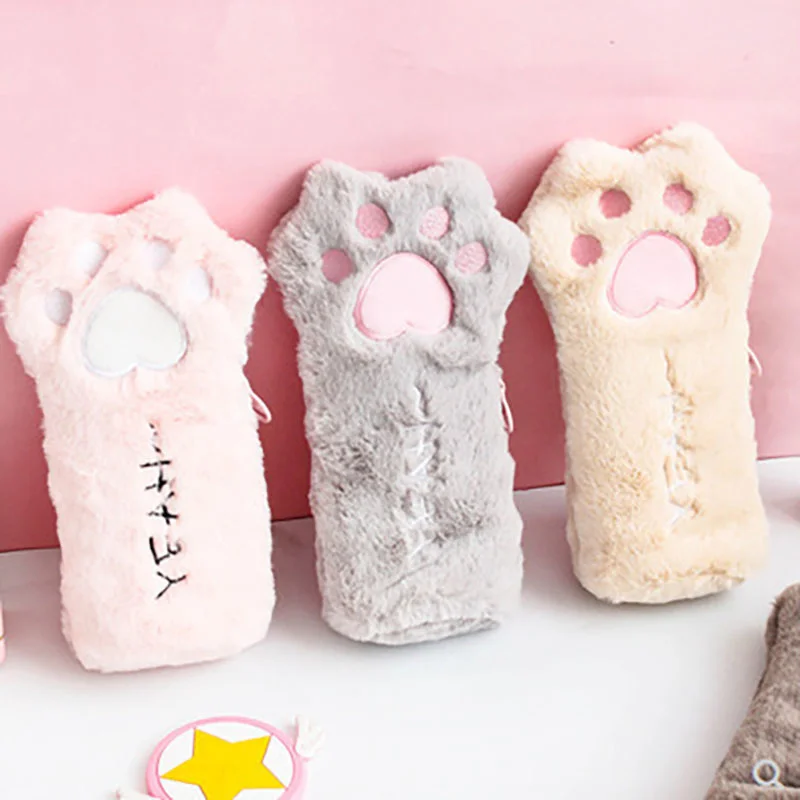 Kawaii Cute Cartoon Cat Paw Pen Pencil Bag School Office Supplies Stationery Makeup Pouch Cosmetics Case