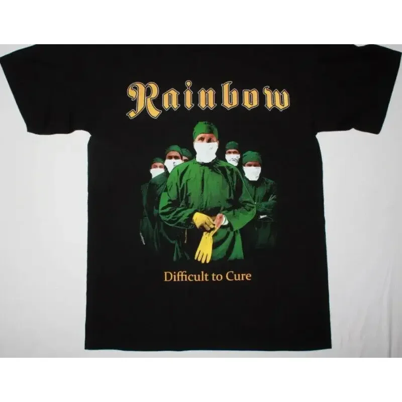 Vintage Rainbow DIFFICULT TO CURE Cotton Black Full Size Unisex T Shirt