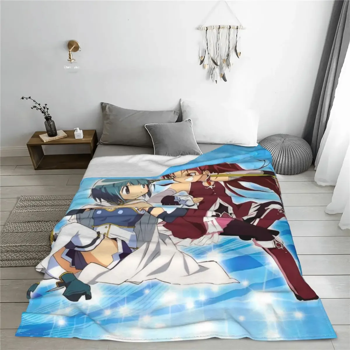 Kyouko Sakura Sayaka Miki Knitted Blanket Puella Magi Madoka Magica Fleece Throw Blanket Bed Sofa Decoration Soft Warm Bedsprea