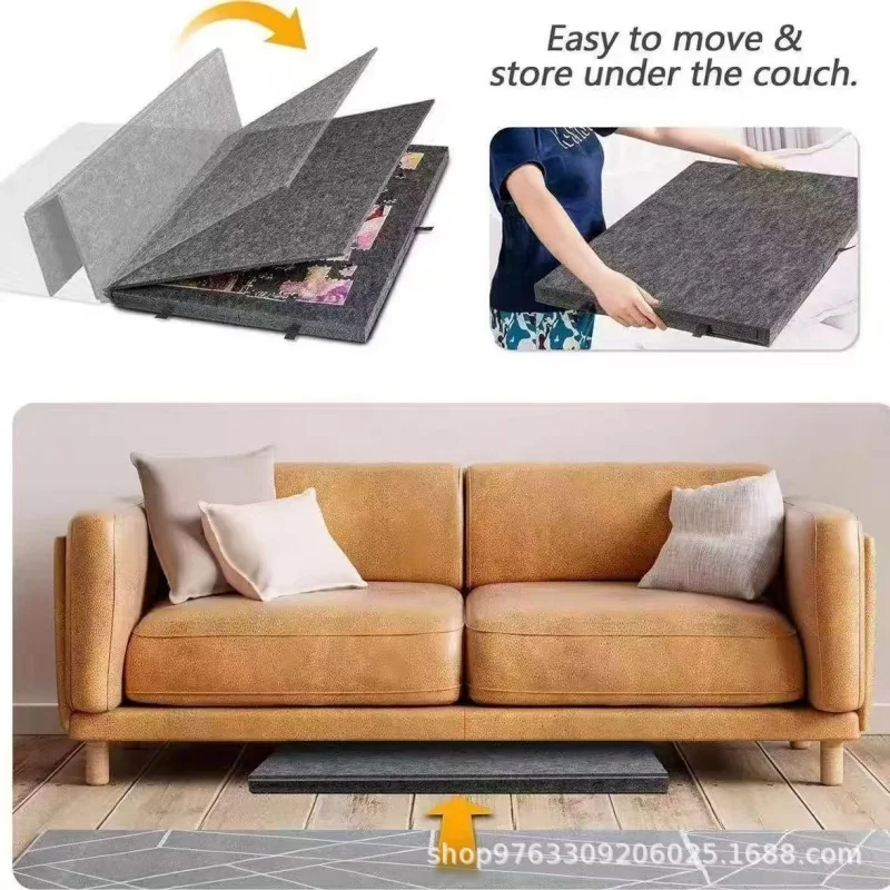 Foldable Puzzle Mat With Sorting Trays Felt Jigsaw Puzzle Storage Mat Portable Organizer for Unfinished Puzzles Pieces Home Use